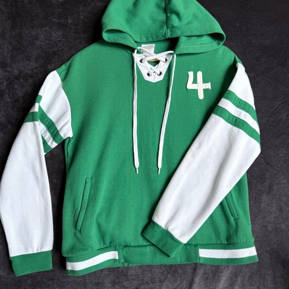 Hot Topic Green and White Lace-Up Hoodie Sweatshirt
